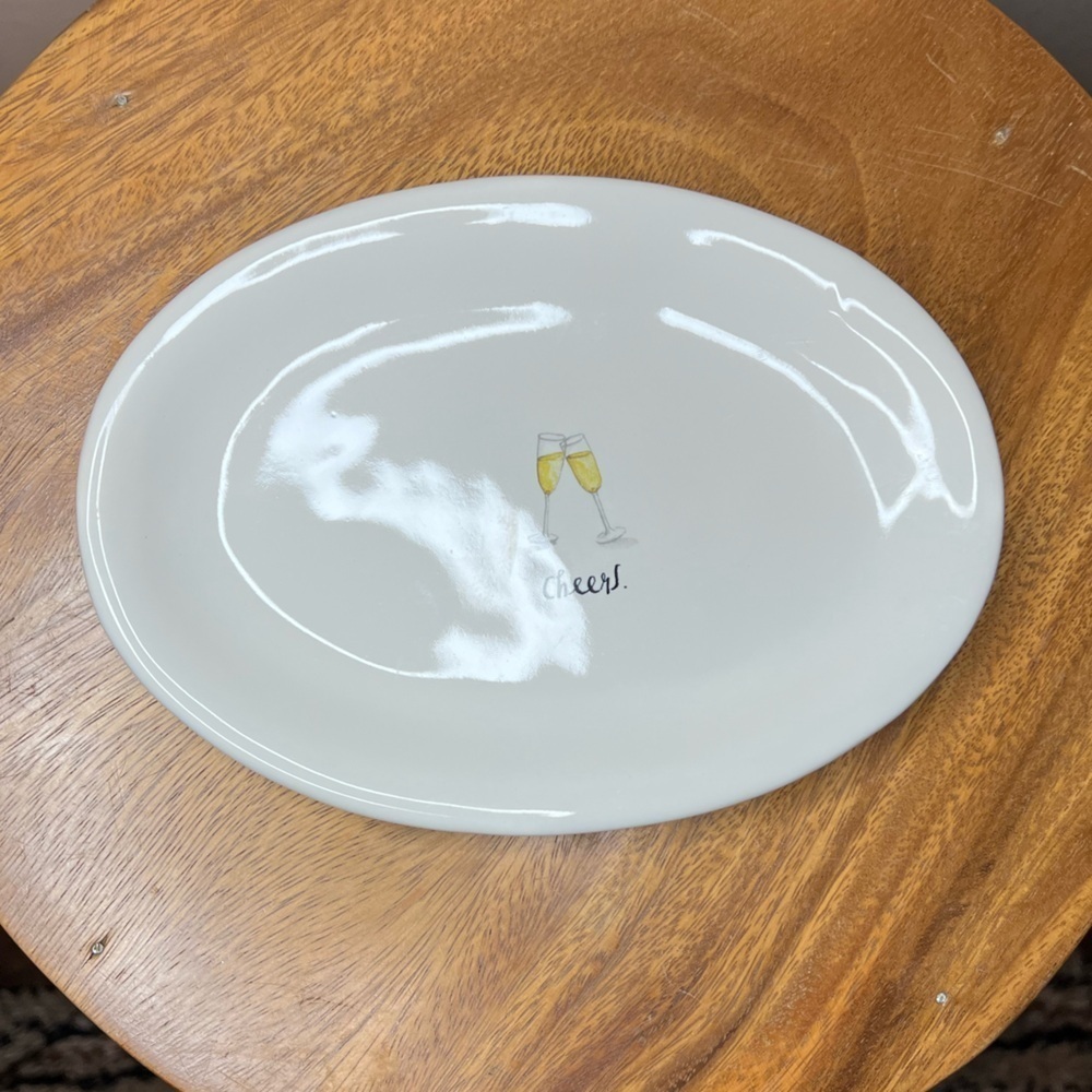 ⭐️NWOT Rae Dun Cheers! Oval Platter - White